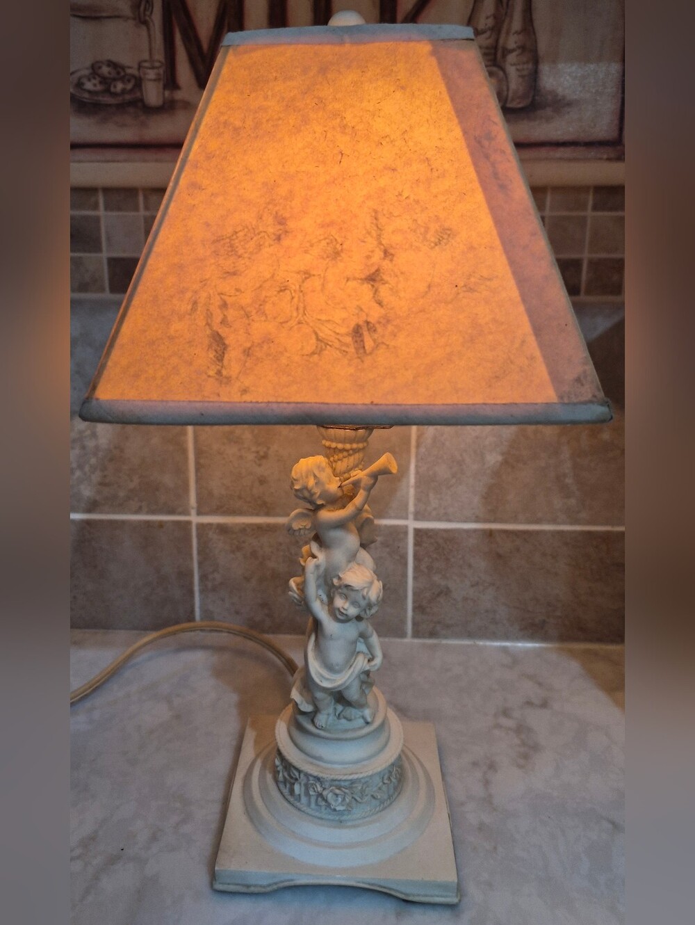 Vintage Cherub Nightlight Lamp Porcelain Ceramic